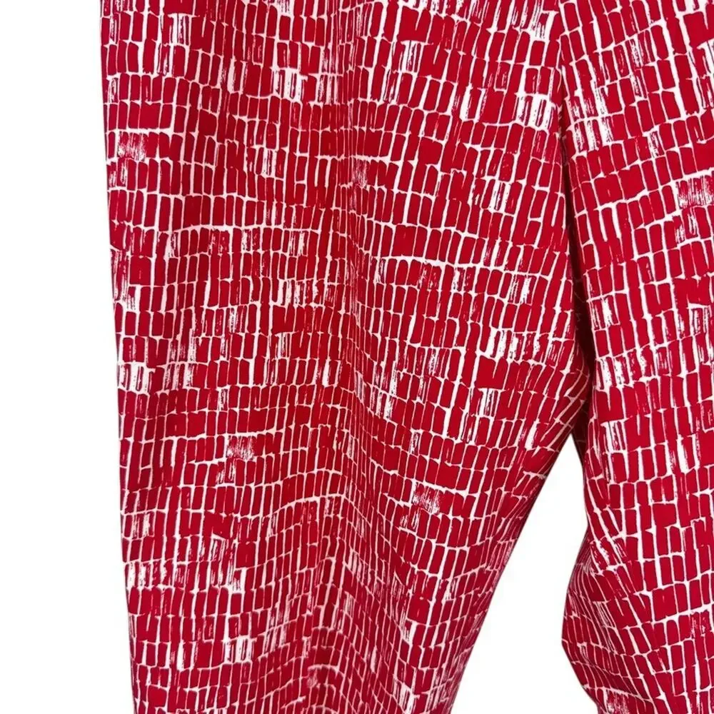 Susan Graver Womens Red White Zip Fly Stretch Elastic Waist Pants Printed 18 W - Picture 6 of 16